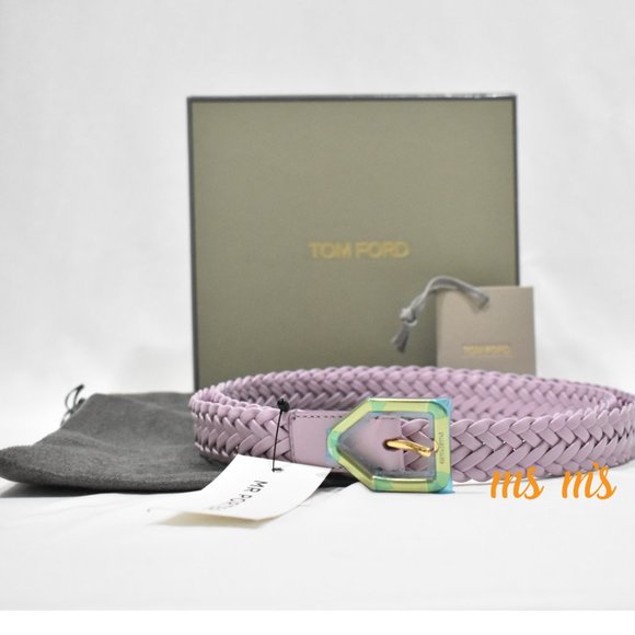 NIB TOM FORD  Lilac Purple 2.5cm Woven Leather Belt EU100 main image 5